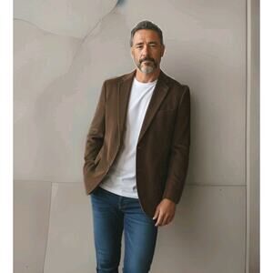 New Dockers Corduroy Blazer Sport Coat Brown 48L Casual Two Button Jacket Flaw